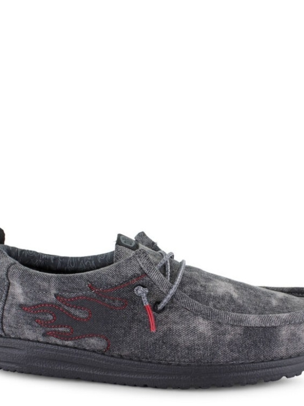 Hey Dude Men's Washed Gray Slip-On with Red Stitching Accent